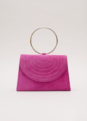 Phase Eight Ring Handle Suede Bags Pink Canada | MPLZQT-391